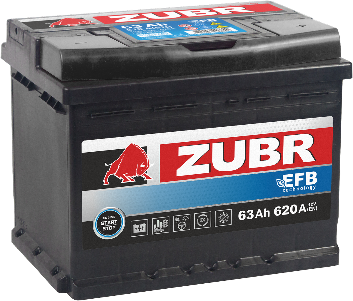 Автомобильный аккумулятор ZUBR EFB 63Ah 620A Left.png